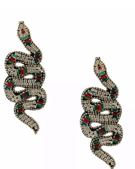 Rhinestone Snake Earrings - Multicolor