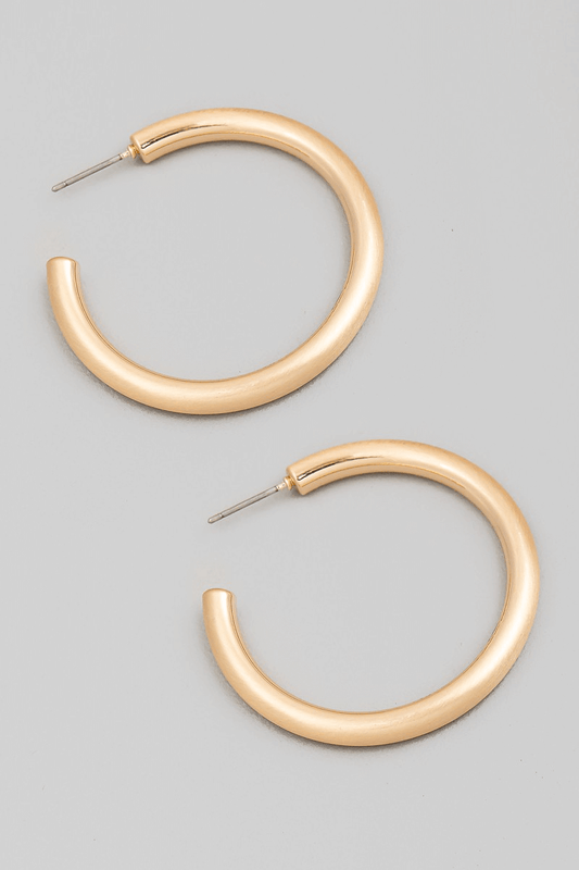 Brushed Metallic Hoop Earrings - Med