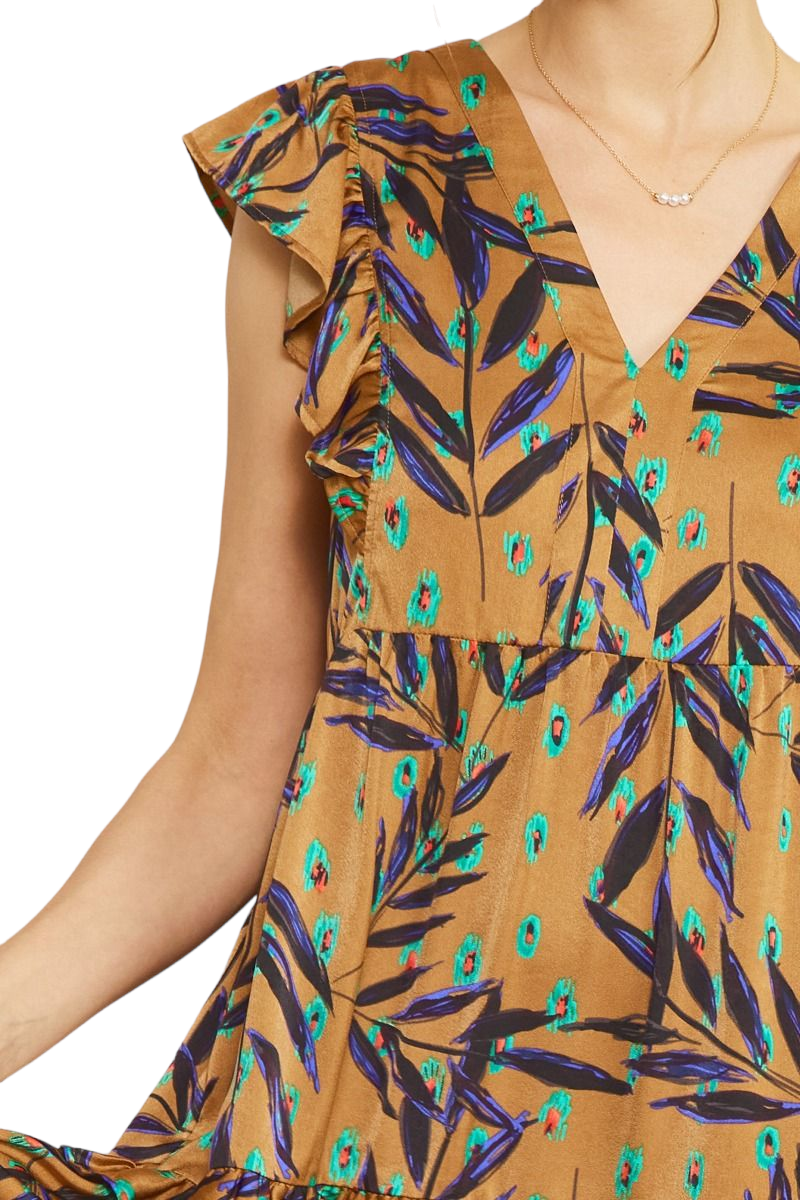 Leaf Print Midi Dress